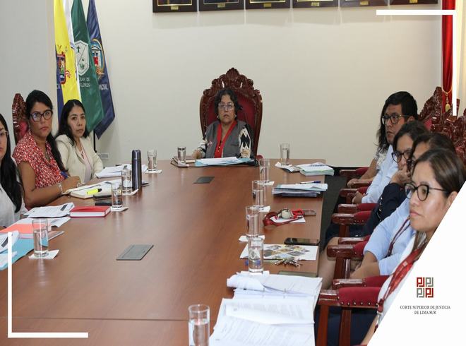 Presidenta Hilda Piedra lidera reunión clave de coordinación en la Corte Superior de Lima Sur