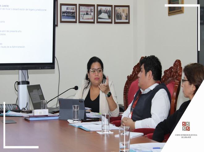 Presidenta Hilda Piedra lidera reunión clave de coordinación en la Corte Superior de Lima Sur