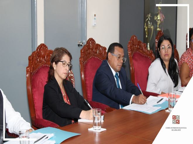 Presidenta Hilda Piedra lidera reunión clave de coordinación en la Corte Superior de Lima Sur
