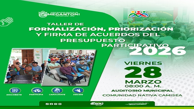 Participa del taller de formalizaciรณn, priorizaciรณn y firma de acuerdos del presupuesto participativo 2026