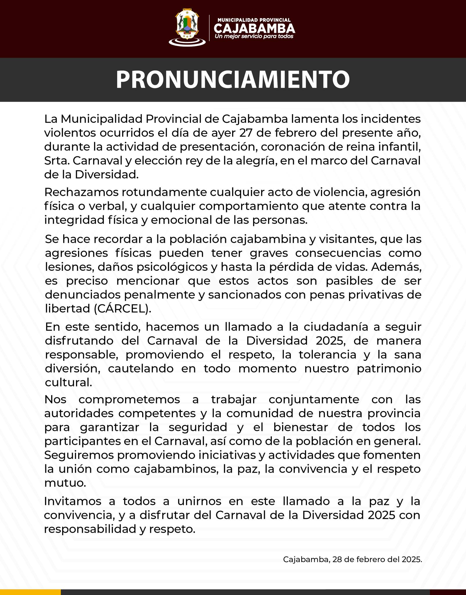 Pronunciamiento oficial