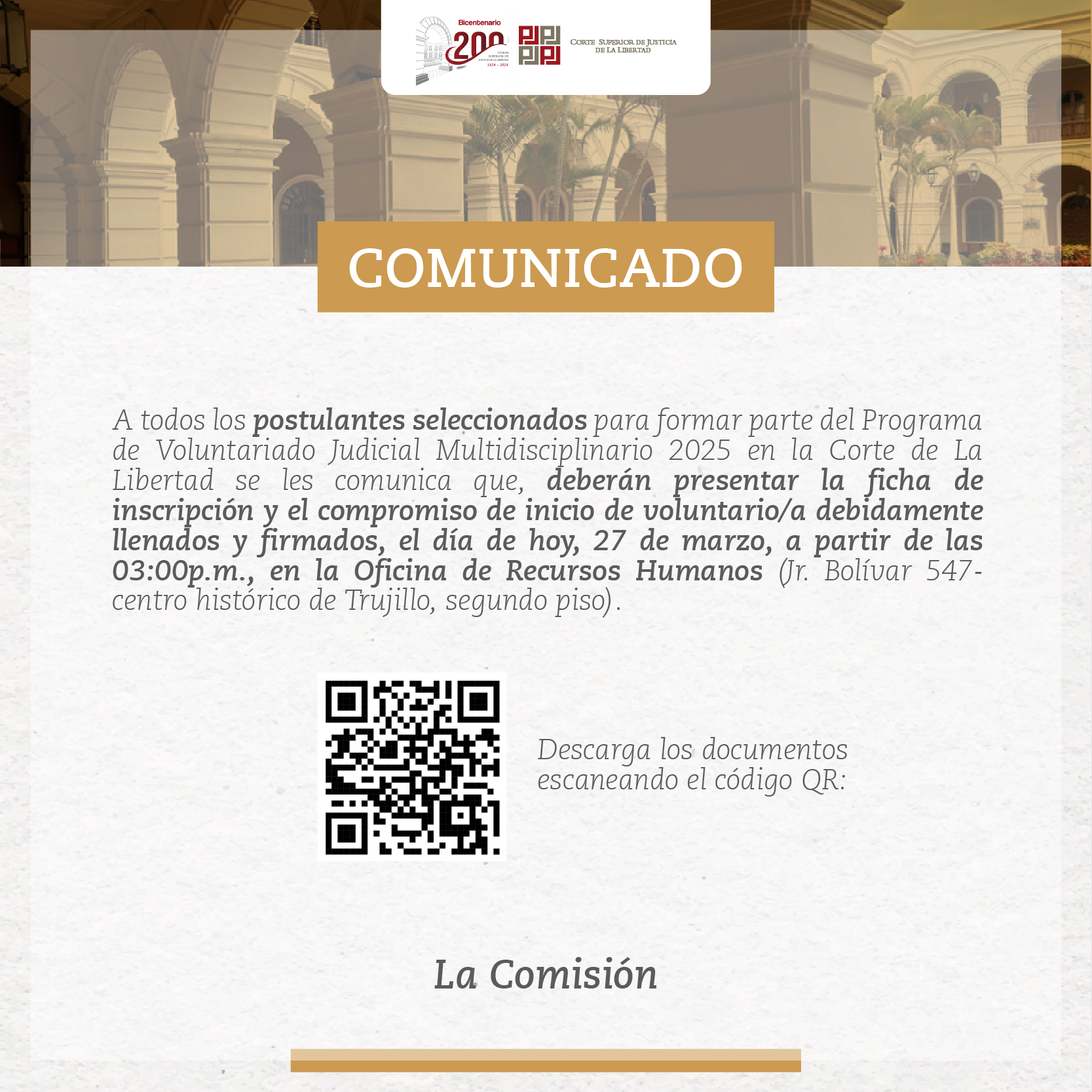 COMUNICADO VOLUNTARIADO