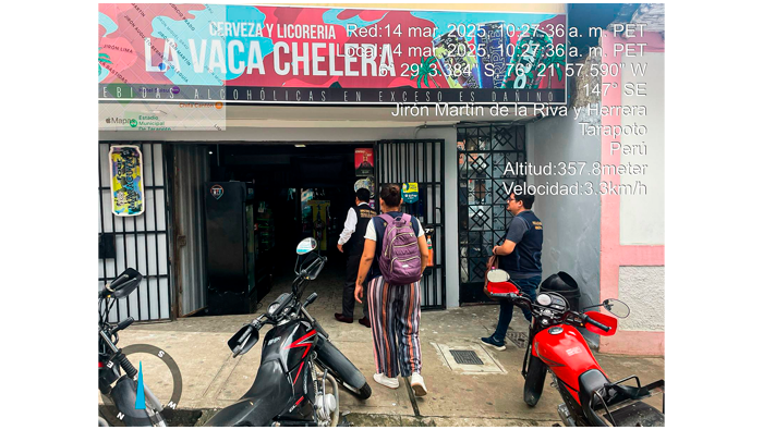 Operativo inopinado a establecimientos categorizados de venta de licor.