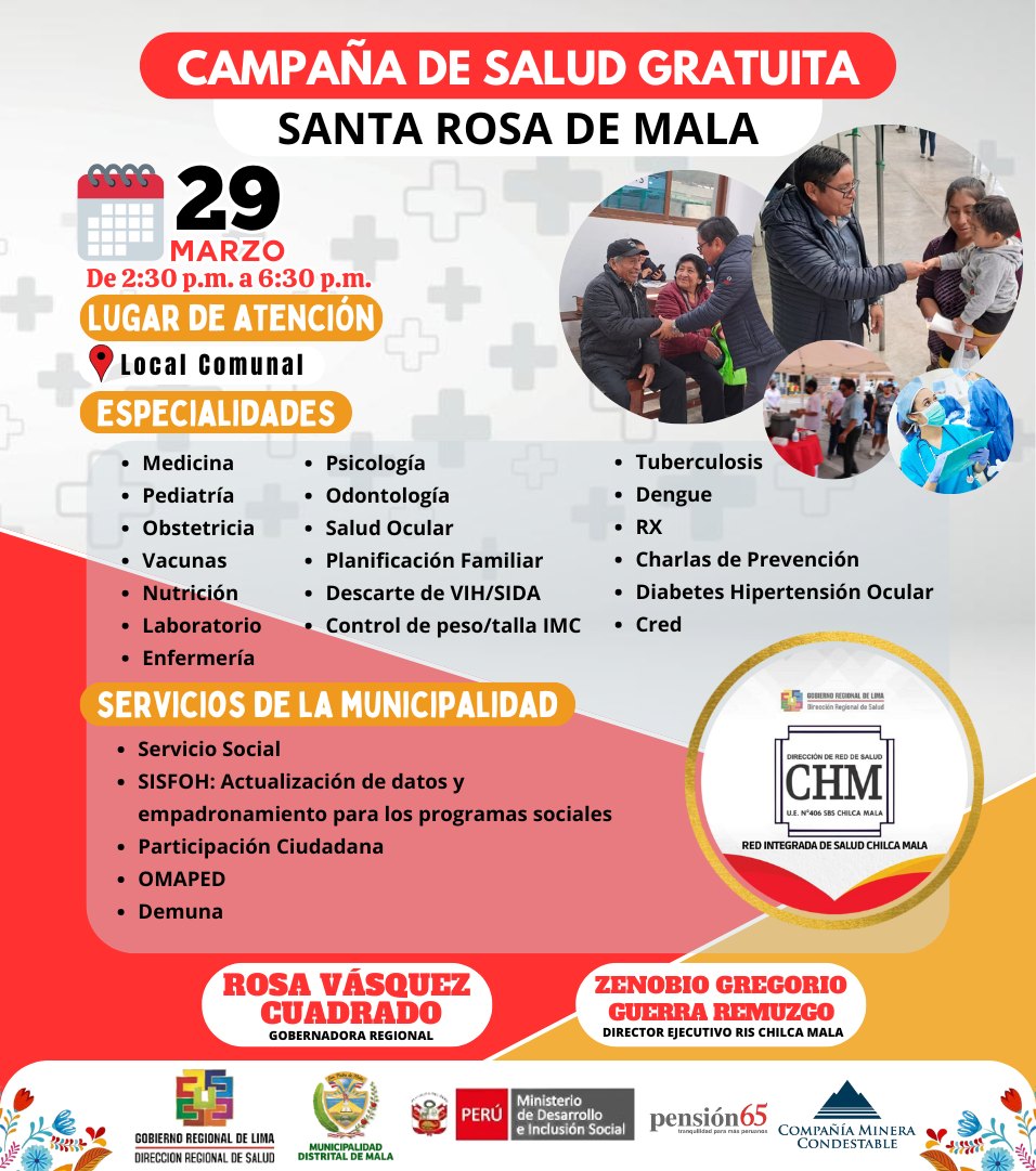 RIS Chilca Mala invita a vecinos a participar de la "Campaña de Salud Gratuita" en Santa Rosa de Mala