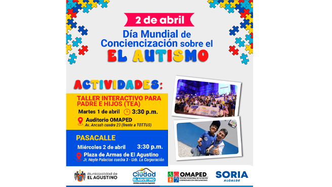 Únete a nosotros el 1 y 2 de abril a las 3:30 p.m. para aprender más y apoyar a las personas con autismo en nuestra comunidad.