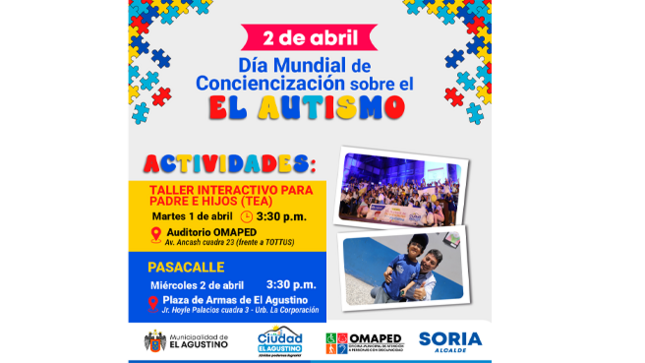 Únete a nosotros el 1 y 2 de abril a las 3:30 p.m. para aprender más y apoyar a las personas con autismo en nuestra comunidad.