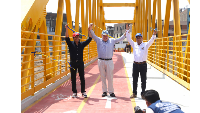 Este puente peatonal cuenta con ciclovías y luminarias LED, además se instalaron nuevas áreas verdes y juegos para niños.
En la ceremonia estuvieron presentes el alcalde de Lima, Rafael López Aliaga; el alcalde de El Agustino, Richard Soria  y el alcalde de San Juan de Lurigancho, Jesús Maldonado, quienes reafirmaron su compromiso con el desarrollo y la mejora de la infraestructura en beneficio de la comunidad.