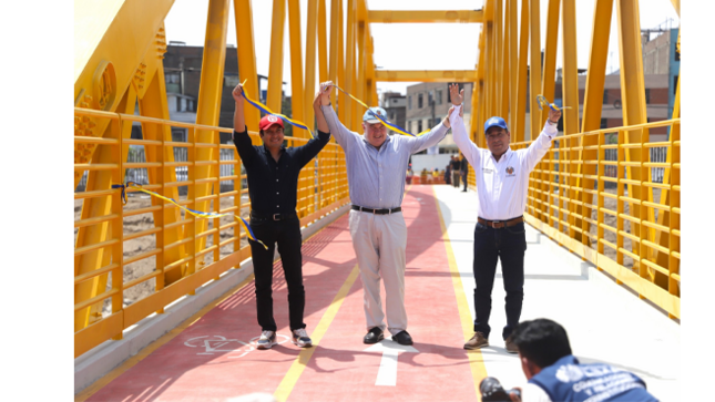 Este puente peatonal cuenta con ciclovías y luminarias LED, además se instalaron nuevas áreas verdes y juegos para niños.
En la ceremonia estuvieron presentes el alcalde de Lima, Rafael López Aliaga; el alcalde de El Agustino, Richard Soria  y el alcalde de San Juan de Lurigancho, Jesús Maldonado, quienes reafirmaron su compromiso con el desarrollo y la mejora de la infraestructura en beneficio de la comunidad.