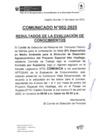 Vista preliminar de documento COMUNICADO N°002-2025_RESULTADOS DE LA EVALUACION DE CONOCIMIENTOS_ESPECIALISTA AMBIENTAL_DDA