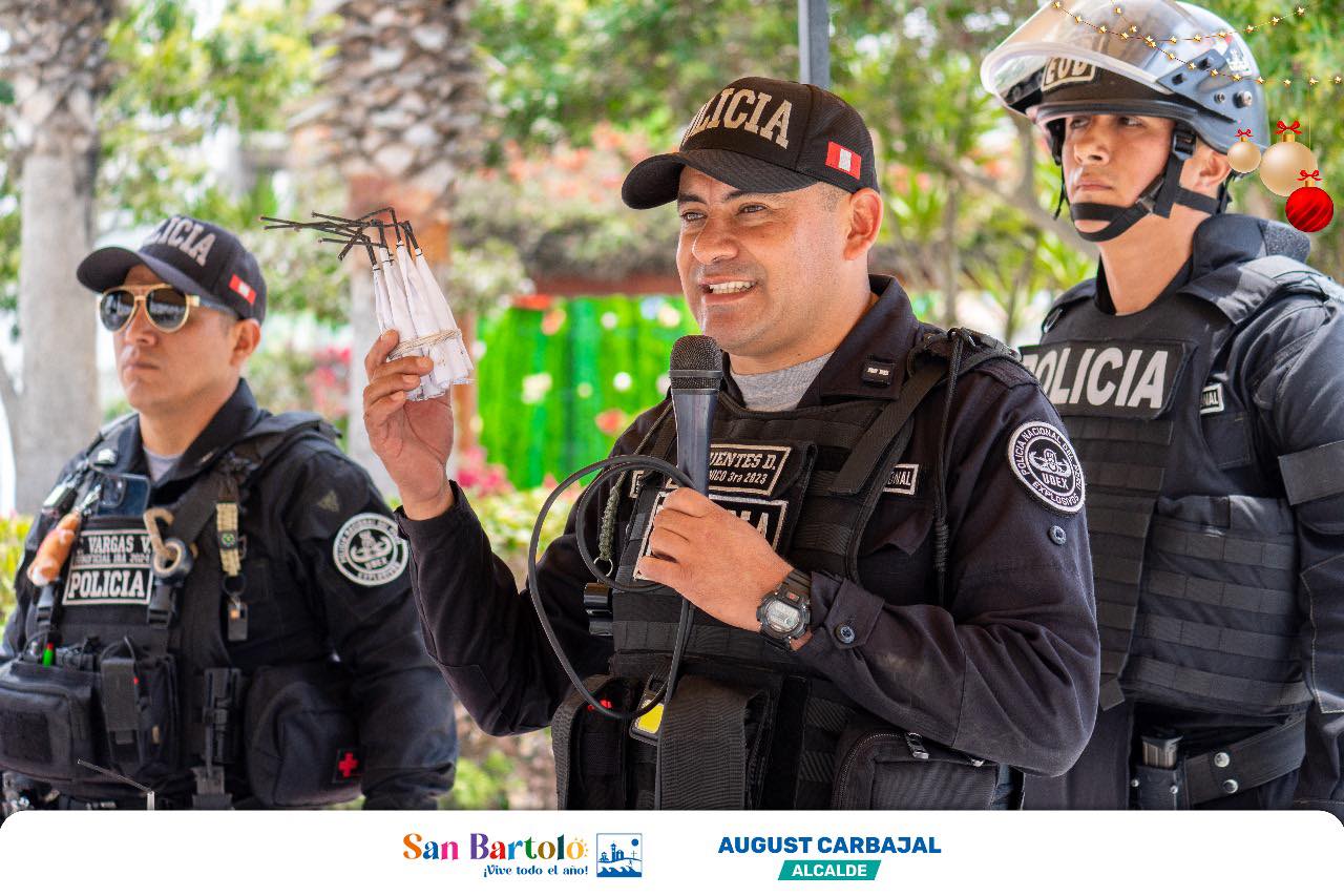 San Bartolo organizó una campaña de sensibilización junto a UDEX y SUCAMEC para prevenir accidentes con artefactos pirotécnicos.