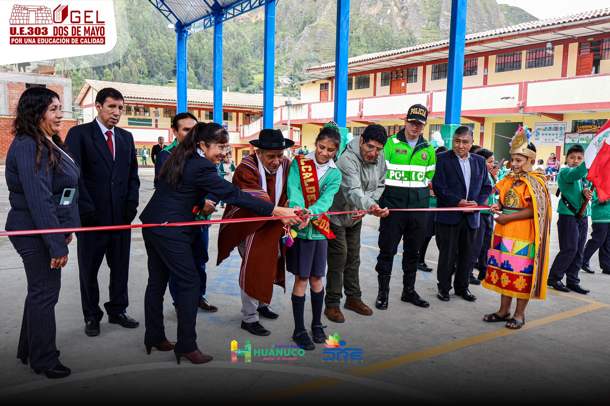 Con gran alegría y entusiasmo, el Gobierno Regional de Huánuco inauguró los techos duros desmontables en la Institución Educativa Señor de la Unidad y Yarowilca de la Provincia de Dos de Mayo