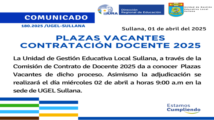 Comunicado N°180-2025