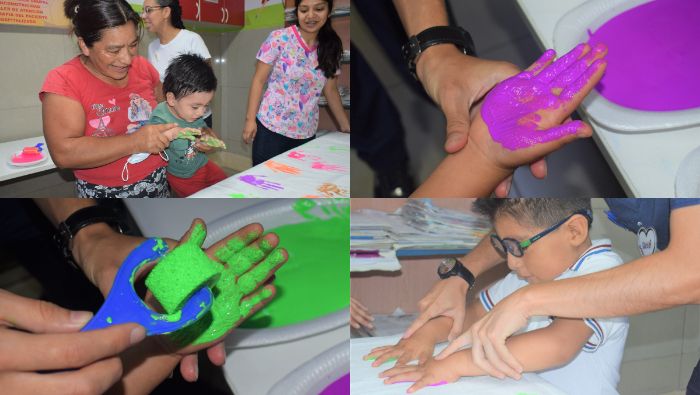 Pacientes crearon mural de manitos pintadas por Día Mundial de Concienciación sobre el Autismo