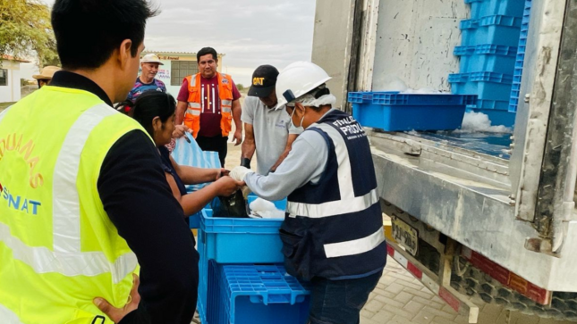 Fotografía de la entrega de pescado 