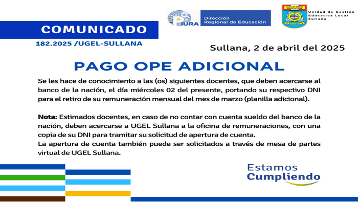 Comunicado N°182-2025