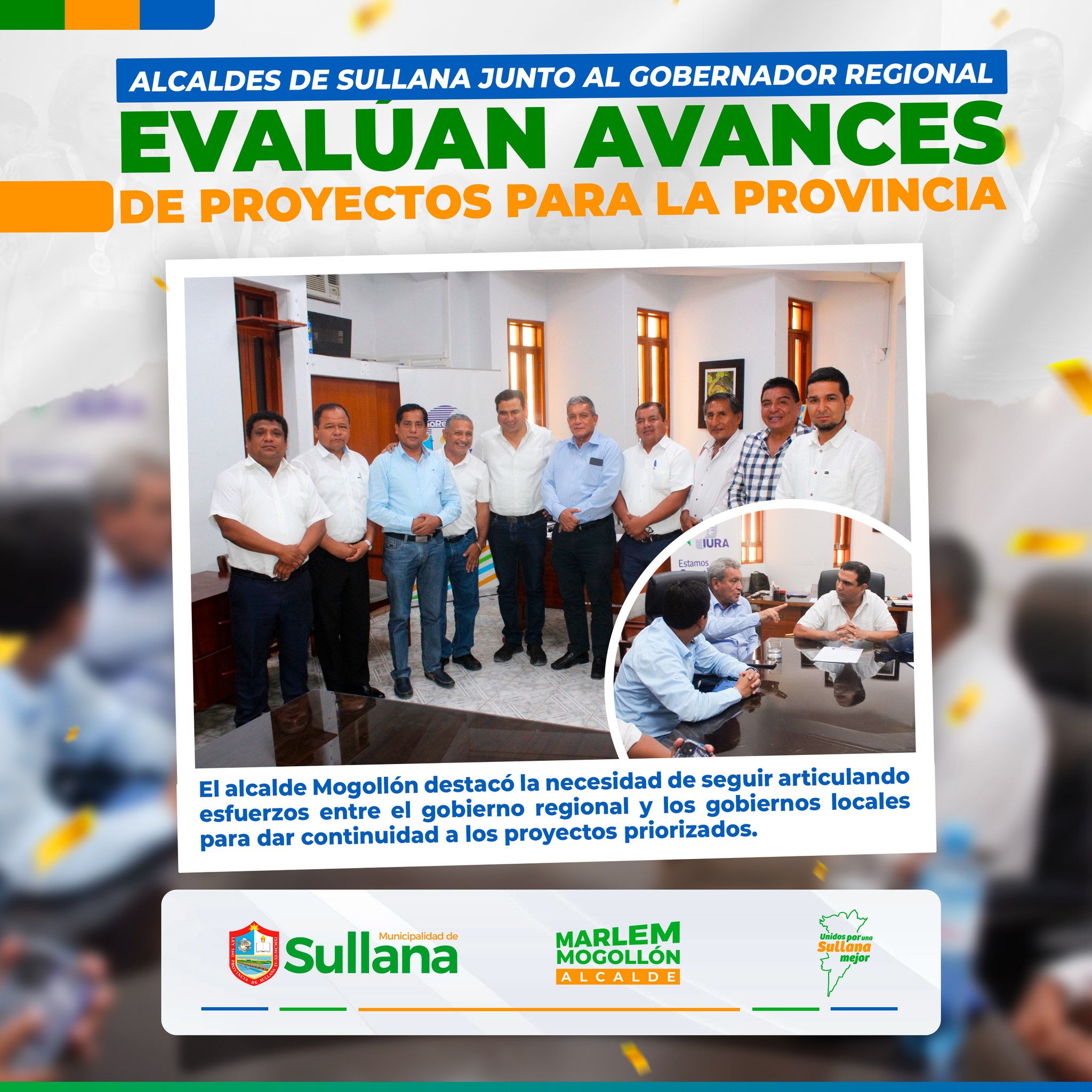 Alcaldes de Sullana junto al gobernador regional evalúan avances de proyectos para la provincia