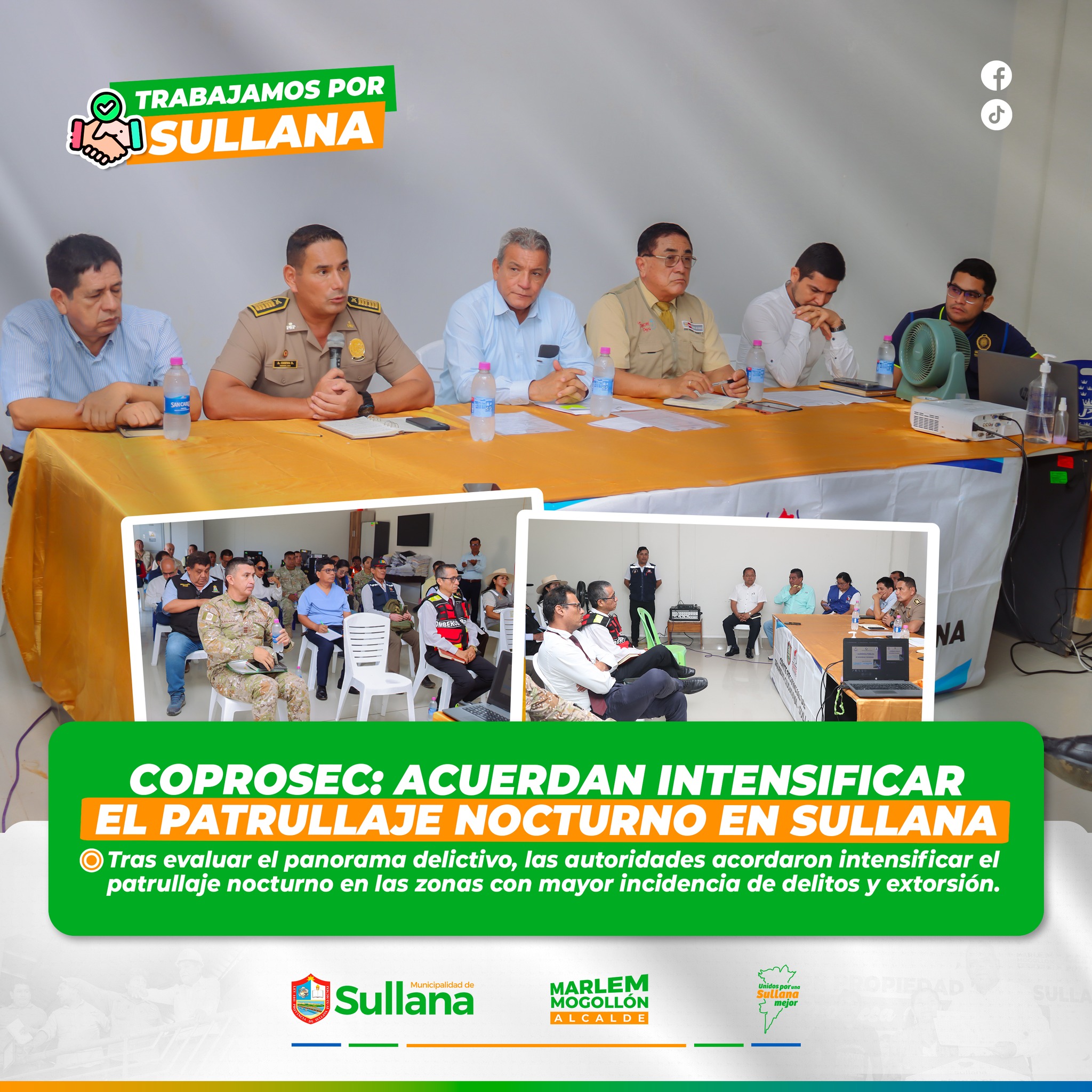 COPROSEC: Acuerdan intensificar el patrullaje nocturno en sullana