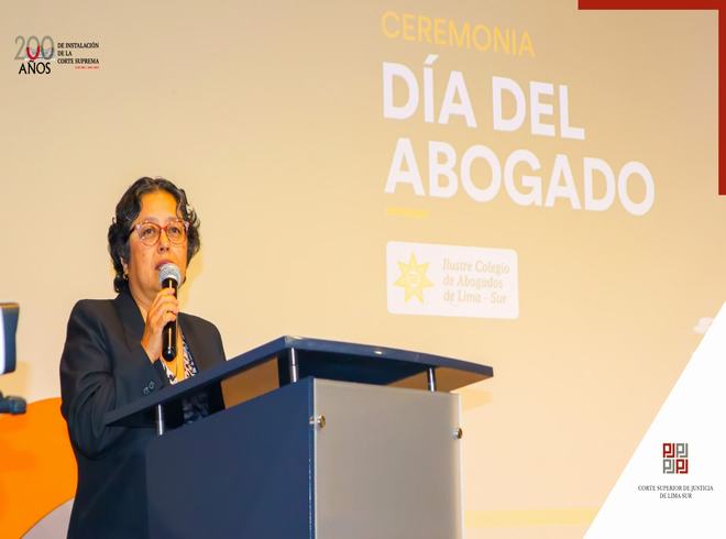 Presidenta de la Corte de Lima Sur brindó conferencia magistral por el Día del Abogado 