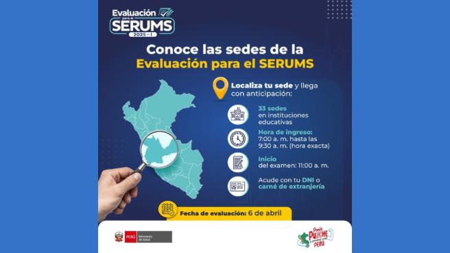 Minsa: evaluación para el Serums 2025-I se realizará en 33 sedes del país