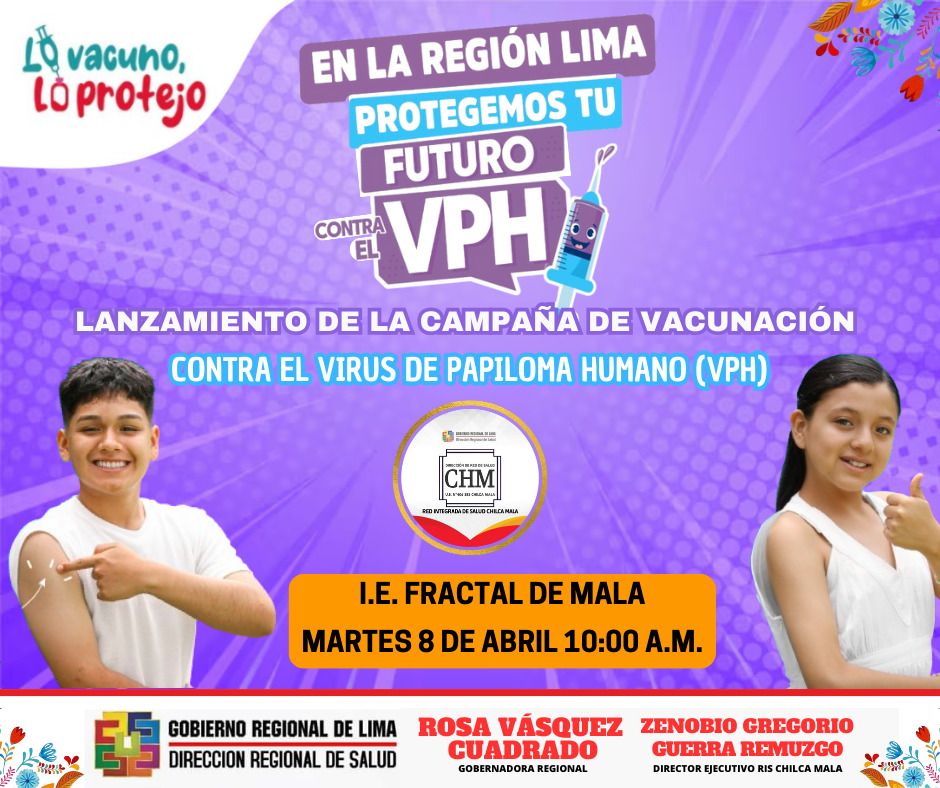 RIS Chilca Mala realizará el Lanzamiento de la Campaña de Vacunación Contra el Virus del Papiloma Humano - VPH