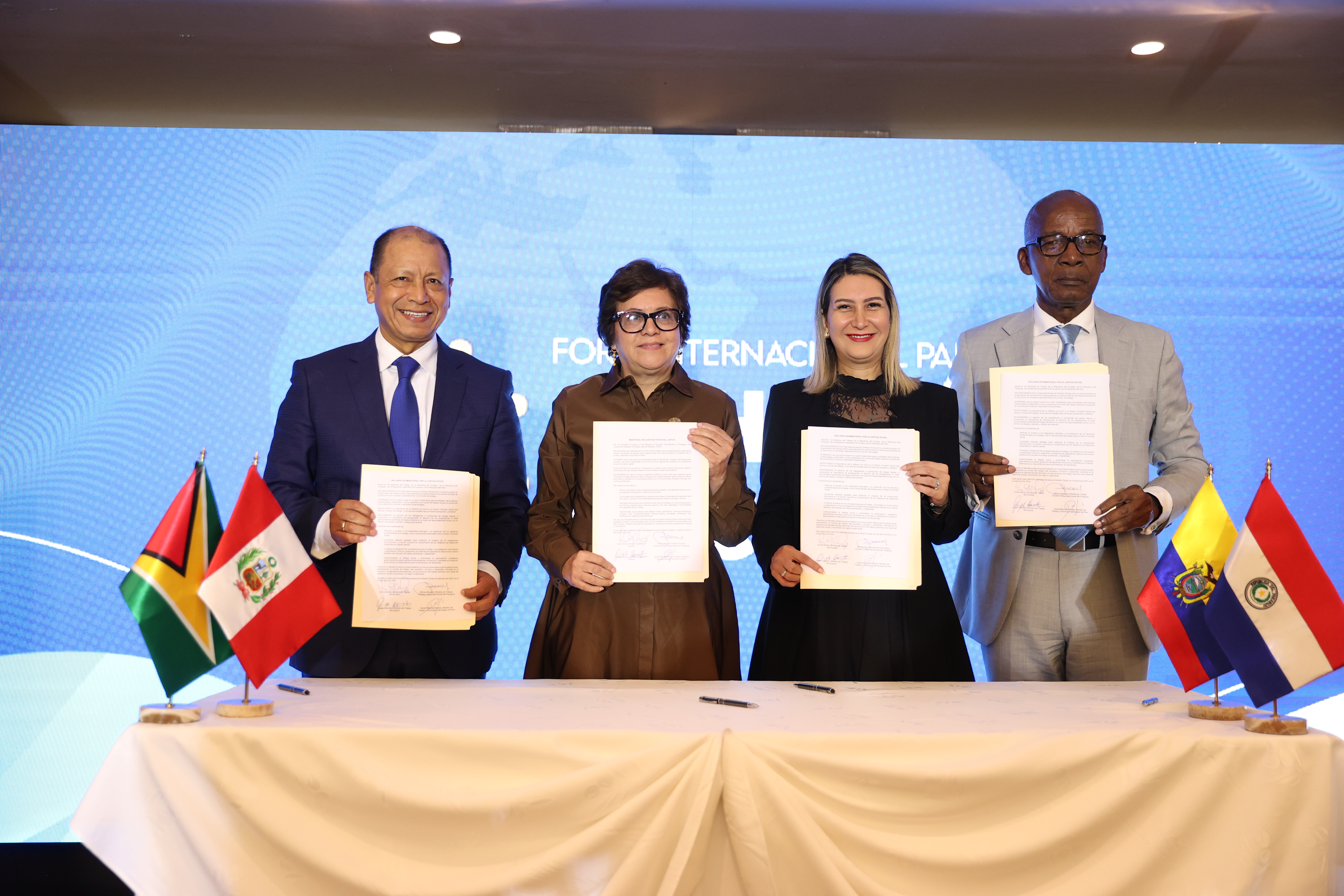 Ministros de Trabajo de Ecuador, Paraguay, Guyana y Perú firmaron declaración ministerial por la justicia social