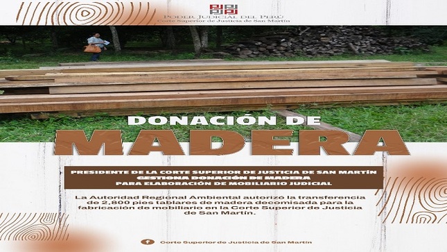 La donación de este material permitirá avanzar con la fabricación del mobiliario necesario para fortalecer la infraestructura judicial en la región, reafirmando el compromiso de la Corte Superior de Justicia de San Martín con la mejora del servicio judicial y el acceso a la justicia en condiciones dignas.
