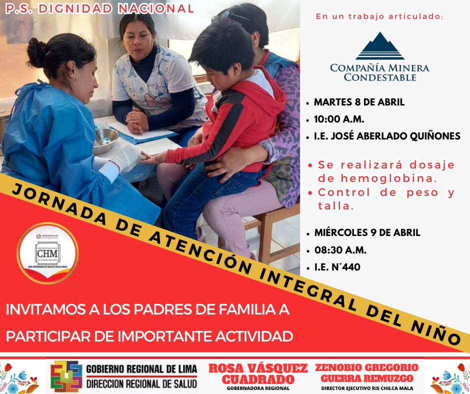 RIS Chilca Mala: Puesto de Salud de Dignidad Nacional realizará Jornada de Atención Integral
