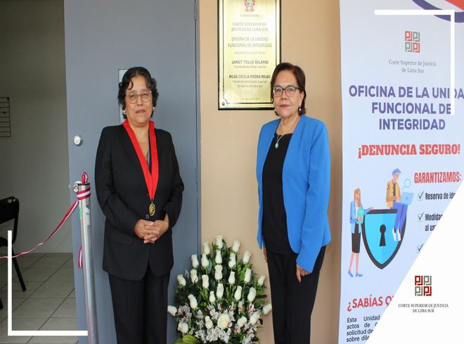 Con gran realce se inauguró la Oficina de la Unidad Funcional de Integridad de la Corte Superior de Justicia de Lima Sur 
