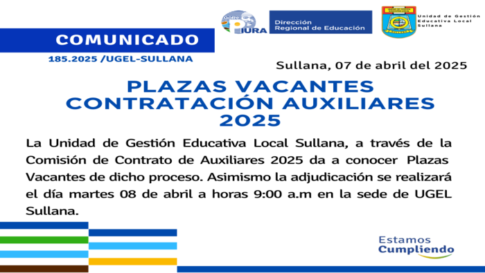 Comunicado N°185-2025