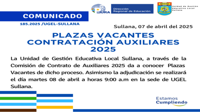 Comunicado N°185-2025