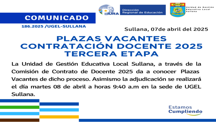Comunicado N°186-2025