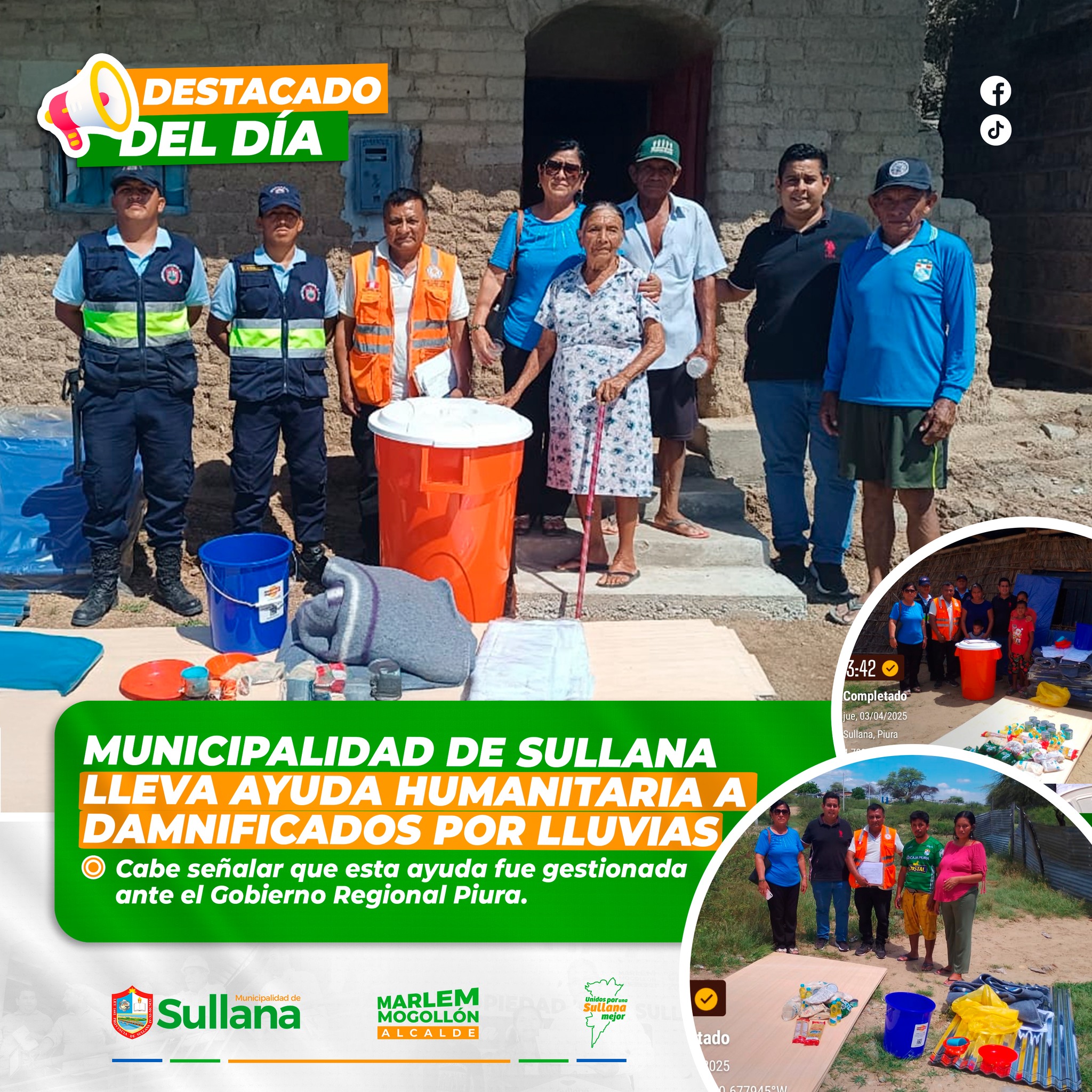 Sullana: Municipalidad lleva ayuda humanitaria a damnificados por lluvias