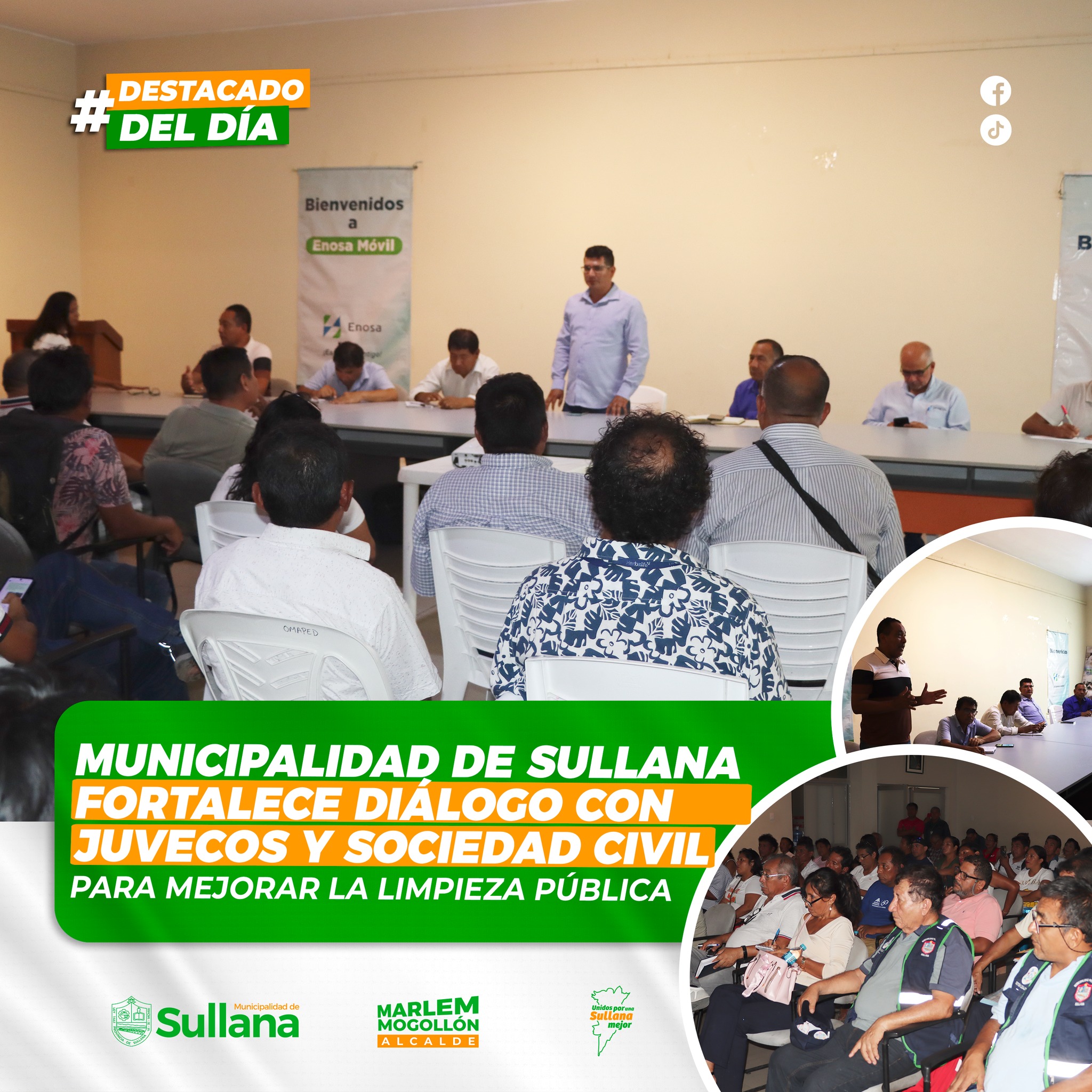 Municipalidad de Sullana fortalece diálogo con JUVECOS y sociedad civil para mejorar limpieza pública