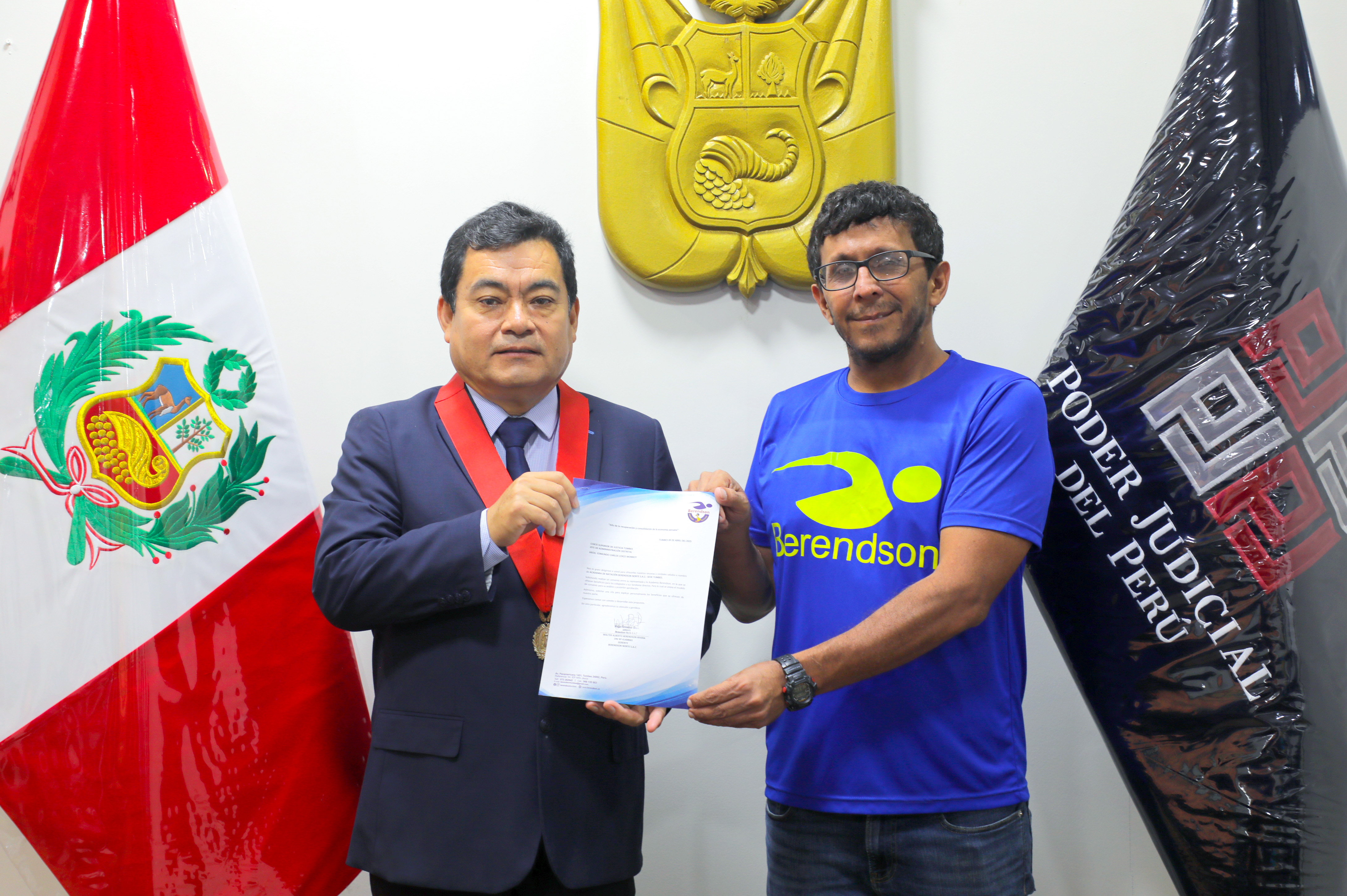 Corte Superior de Justicia de Tumbes Firmó Convenio con la Academia de Natación Berendson