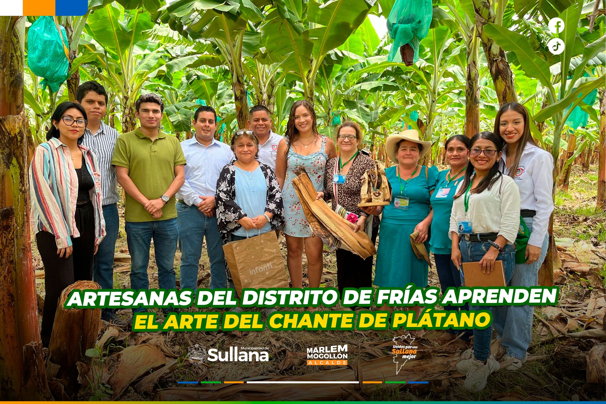 Artesanas del distrito de Frías aprenden el arte del chante de plátano