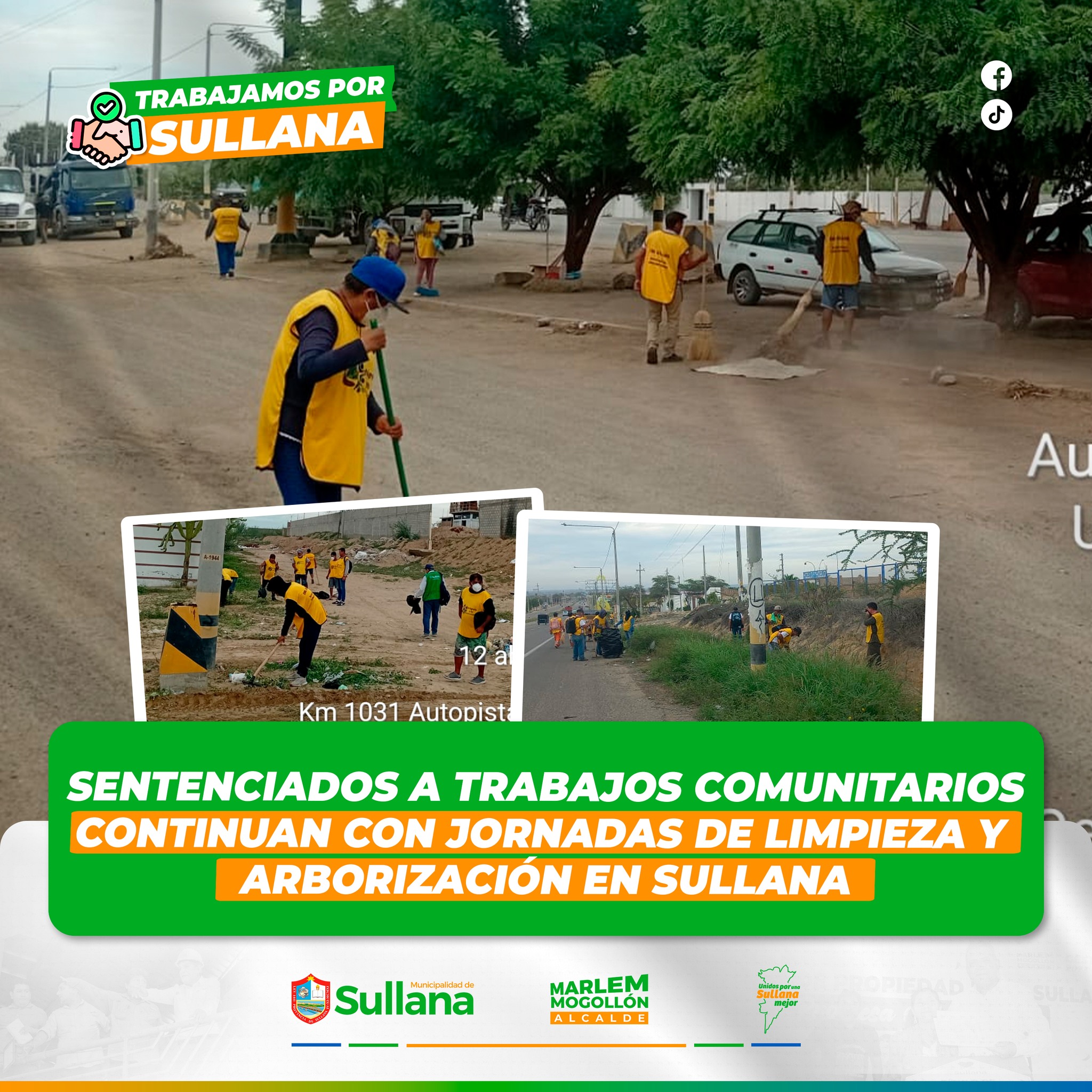 Sentenciados a trabajos comunitarios continúan en jornadas de limpieza y arborización en Sullana