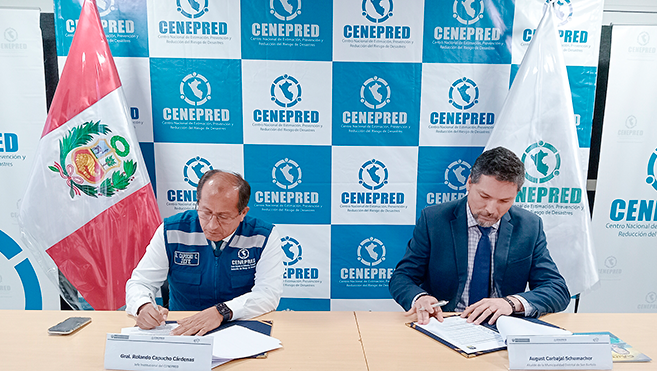 Cenepred y la Municipalidad Distrital de San Bartolo firman convenio marco de cooperación interinstitucional