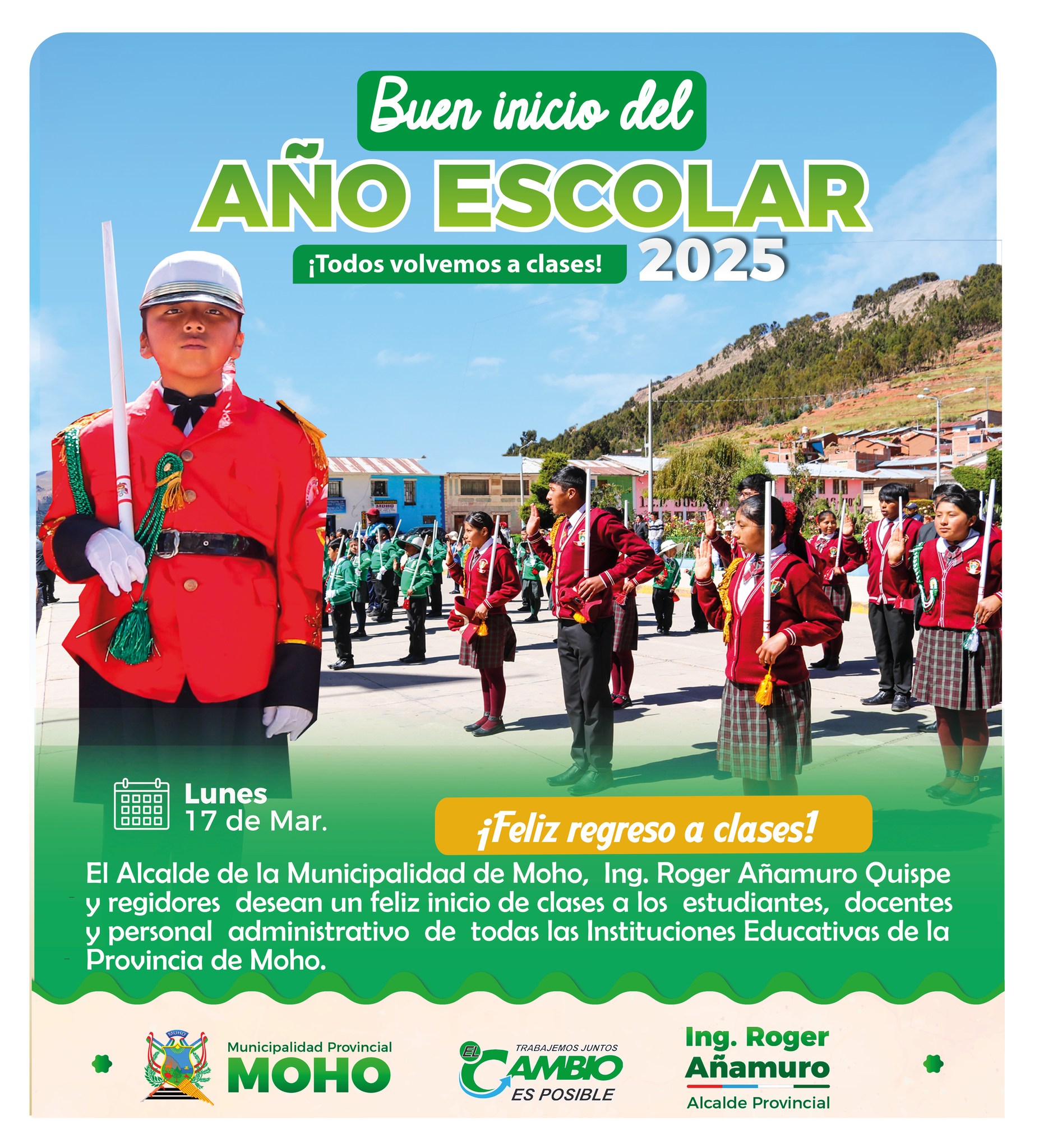 ¡Inicio de clases en Moho: Un mensaje de motivación y esperanza para nuestros estudiantes y docentes!