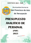 Vista preliminar de documento Presupuesto Analítico De Personal De La Municipalidad Distrital de San Francisco De Yarusyacan