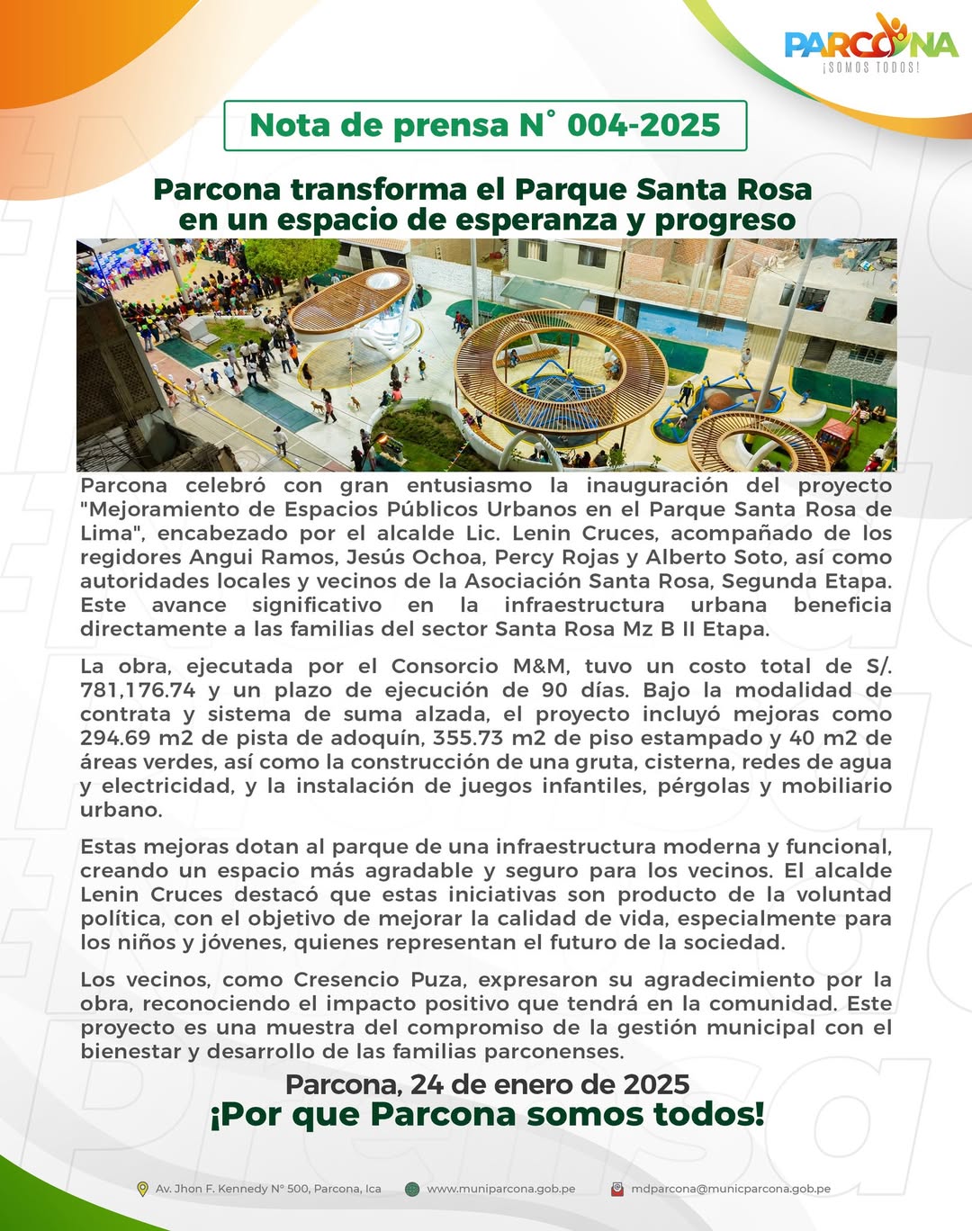 Imagen de la Nota de Prensa N° 004-2025-MDP