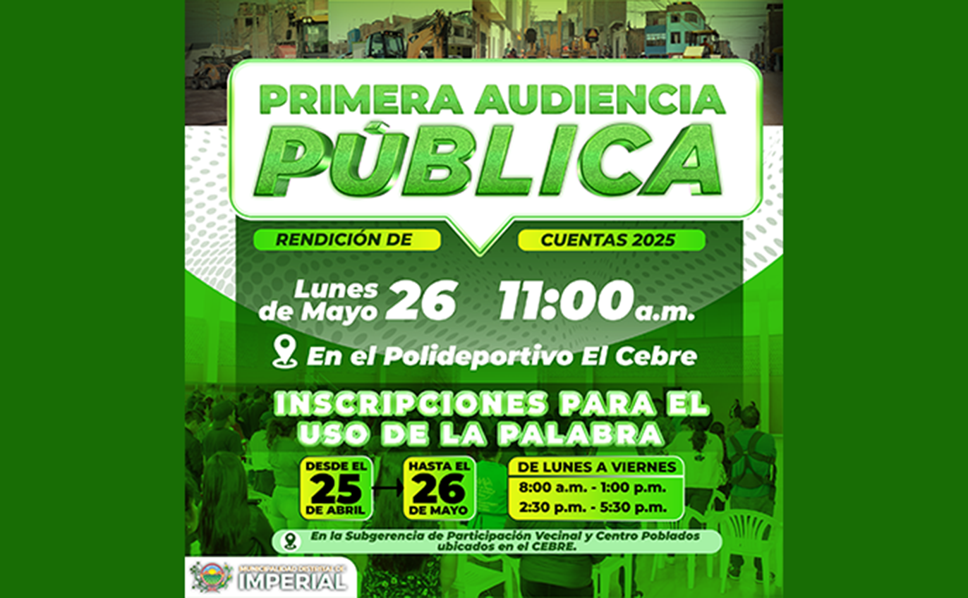 Flyer de la I Audiencia Pública de Rendición de Cuentas - 2025