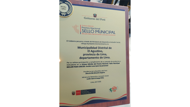 Por el importante trabajo en brindar servicios públicos de calidad, lo que permite mejorar las condiciones de vida de nuestra población, en el marco de la Política Nacional de Desarrollo e Inclusión Social (PNDIS).