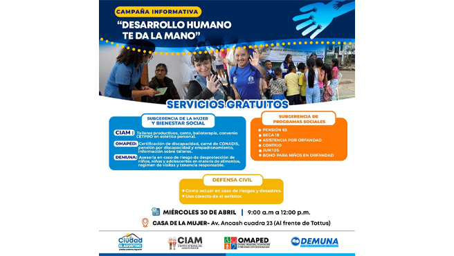 ¡Servicios totalmente gratuitos, te esperamos!