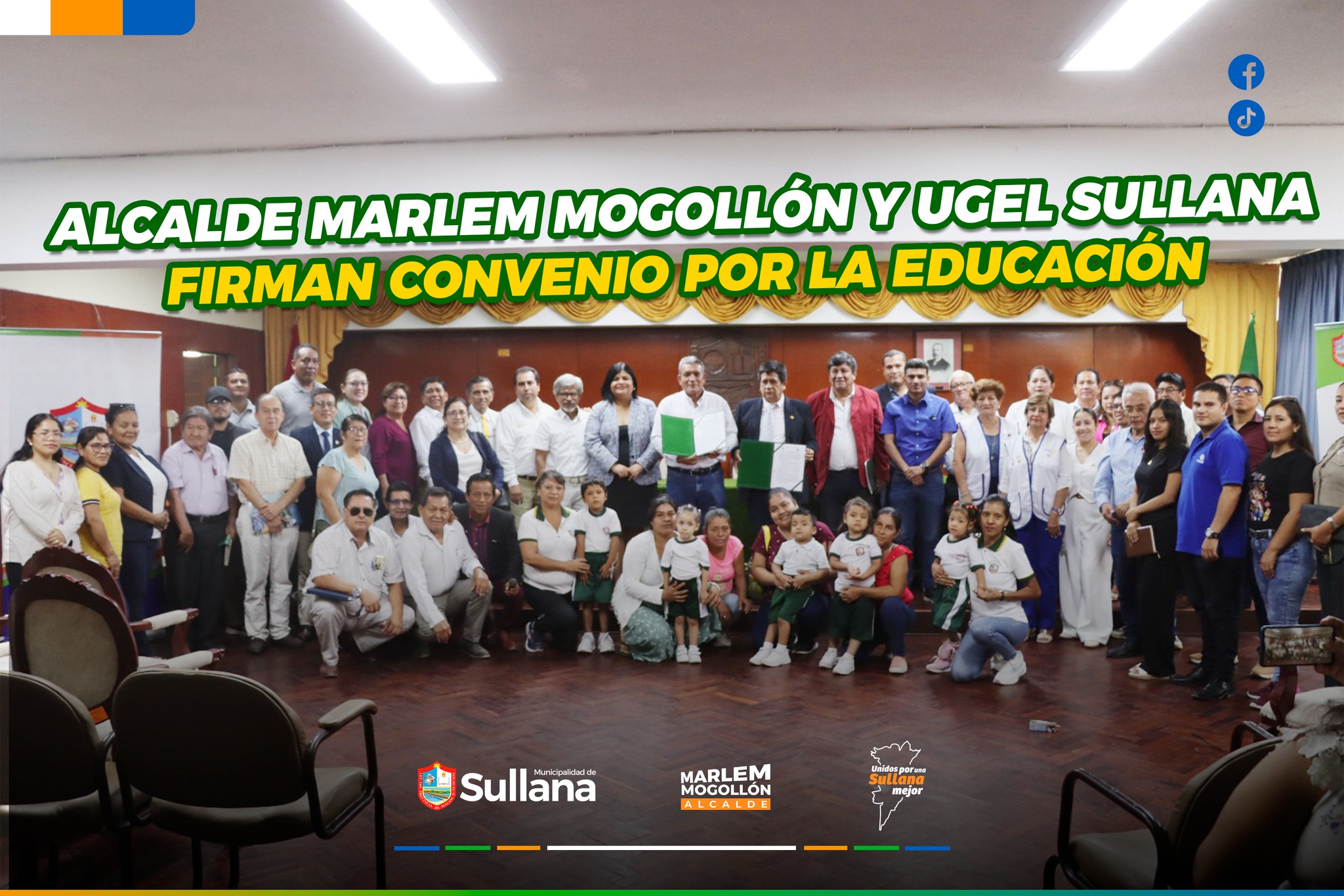 Alcalde Marlem Mogollón y UGEL Sullana firman convenio por la educación