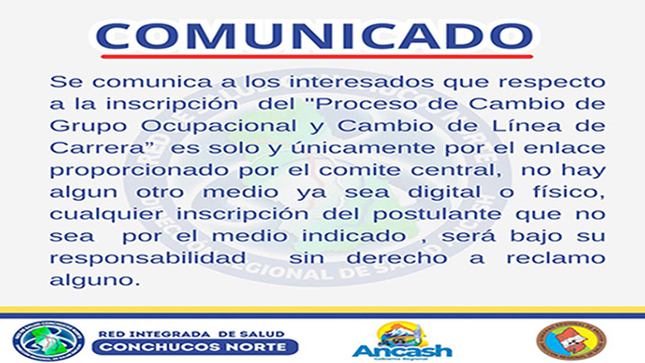 Cambio de Grupo Ocupacional y Cambio de Línea de Carrera del Personal de la Salud - 2025