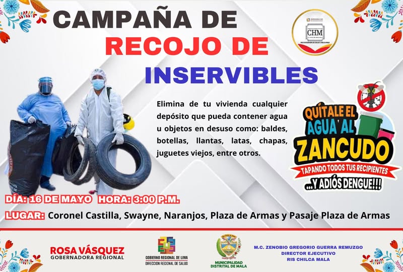 RIS Chilca Mala promueve Campaña de Recojo de Inservibles, ¡Quítale el agua al zancudo y adiós dengue!