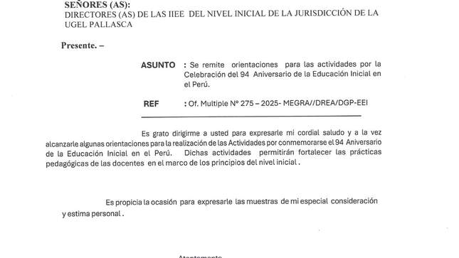 Oficio de convocatoria - nivel inicial