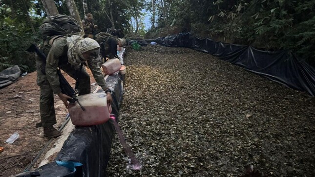 Fuerzas Armadas asestan nuevo golpe al tráfico ilícito de drogas en el VRAEM con destrucción de infraestructura ilegal