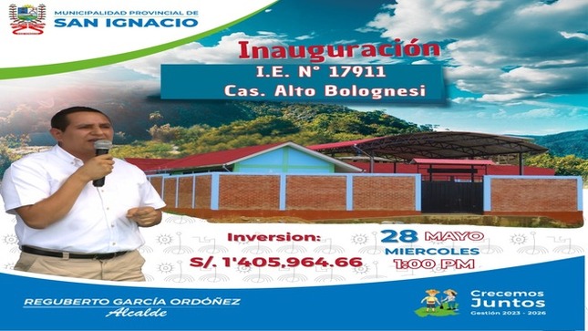 Alcalde Reguberto Garcia Ordoñez inaugurara I.E. del caserío Alto Bolognesi