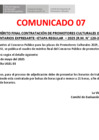 Vista preliminar de documento FE DE ERRATAS . COMUNICADO 7 PUBLICACION FINAL PROMOTORES CULTURALES -